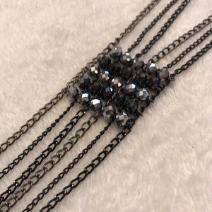 Hematite and Silver Sparkle Y Necklace